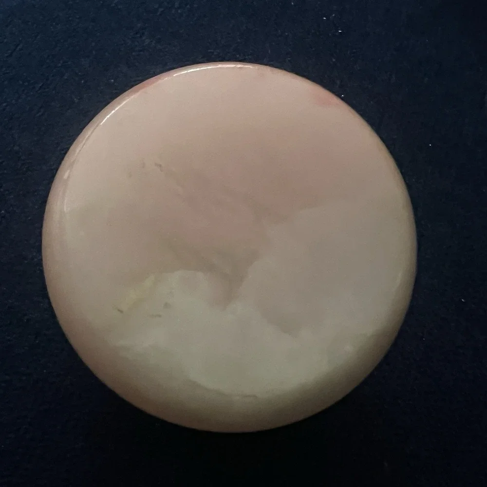 Vintage Peach‎ Alabaster Trinket Box Floral Hinged Jewelry Box 1.75